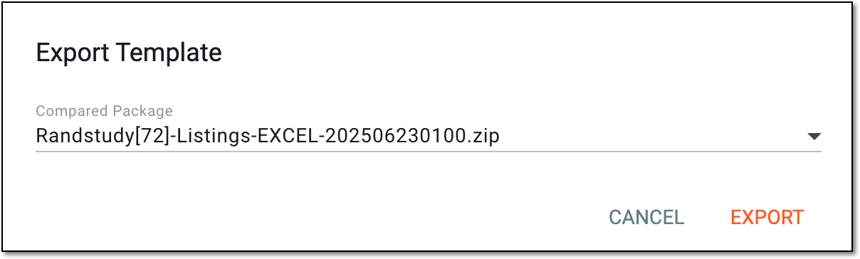 Selecting export template