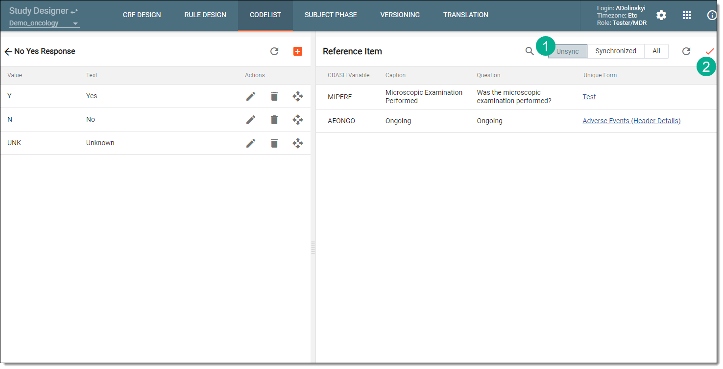 Syncing codelist items