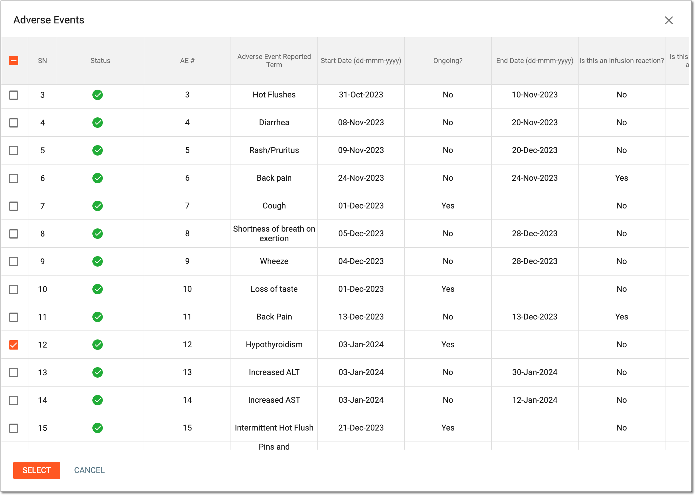 Selecting related records for form