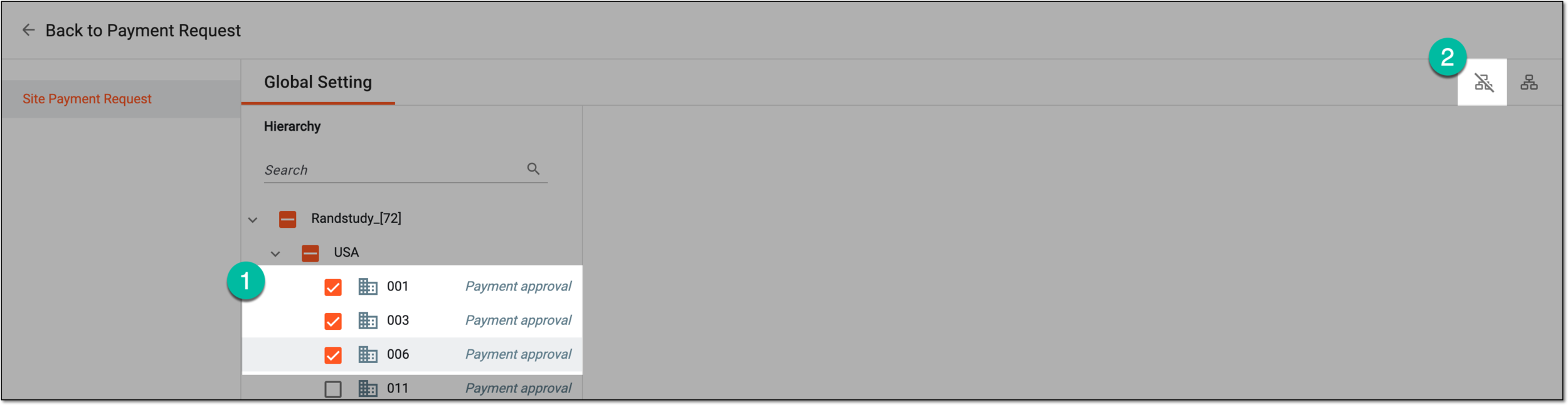 Selecting option to disassociate workflow from sites