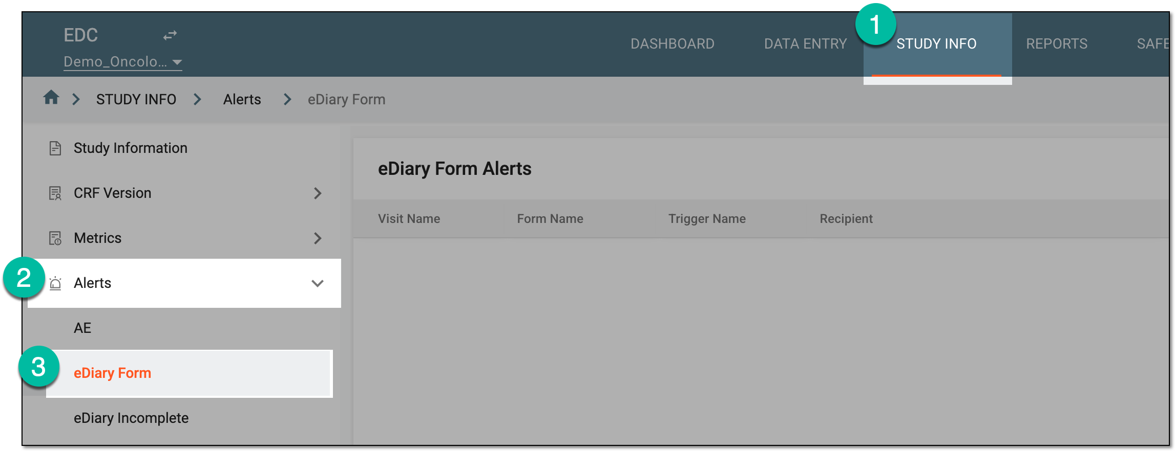 Accessing eDiary form alerts