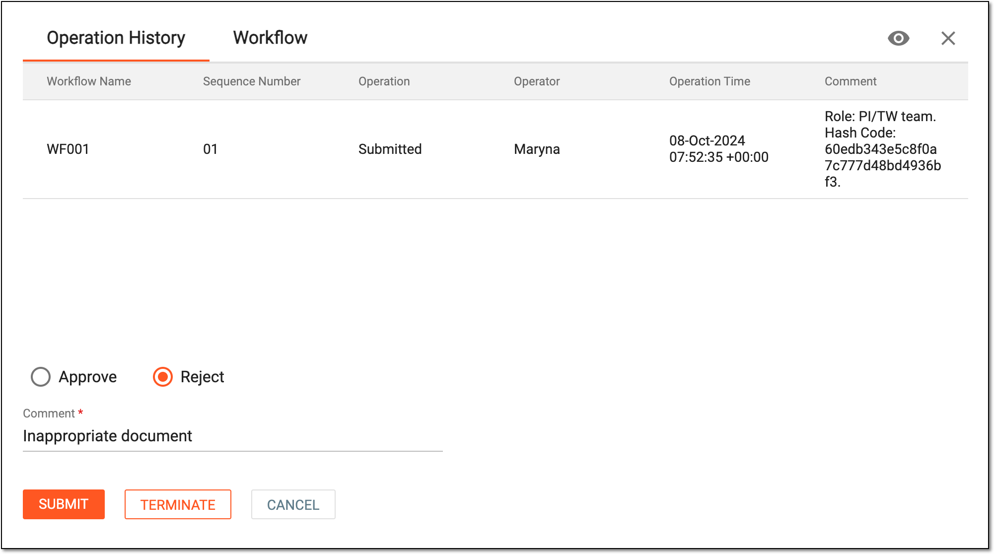 Rejecting source document