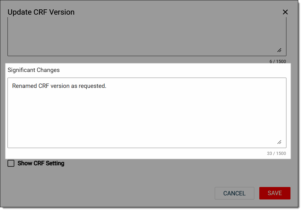 Describing reason changing CRF name