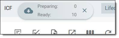 Downloads widget showing ICF logs exported