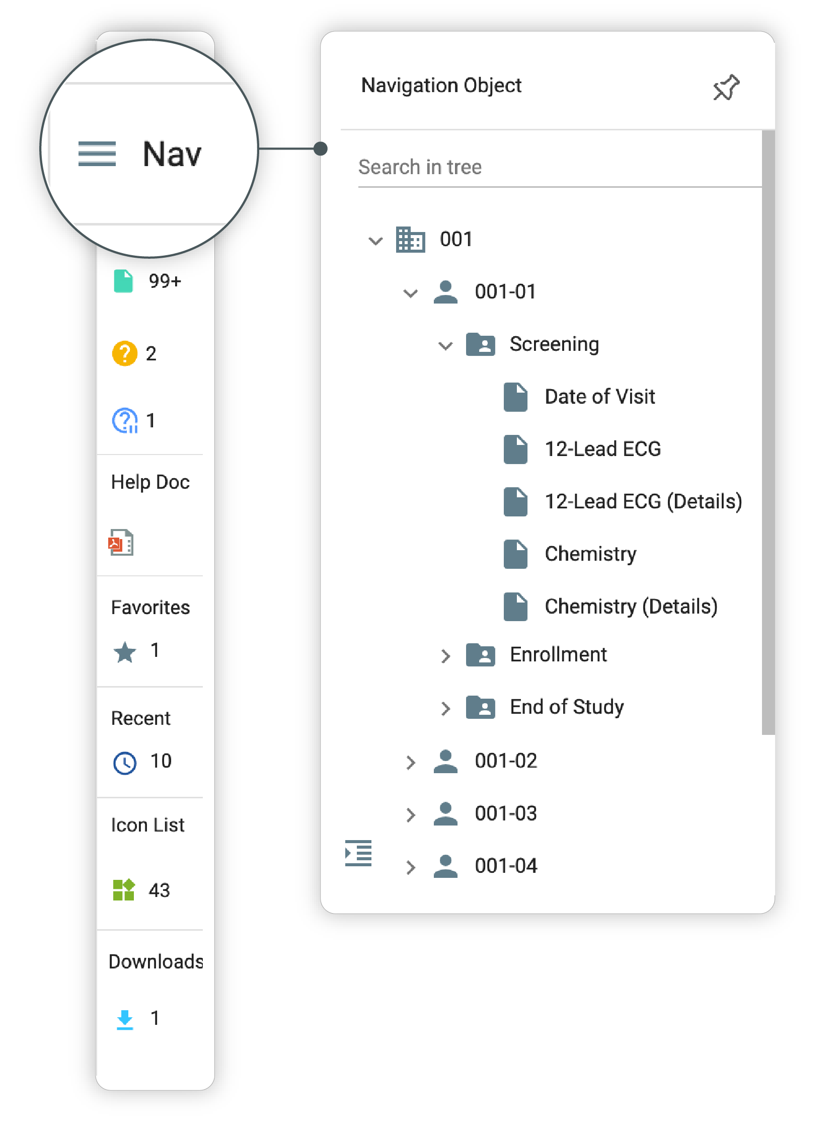Expanding Navigation Object panel