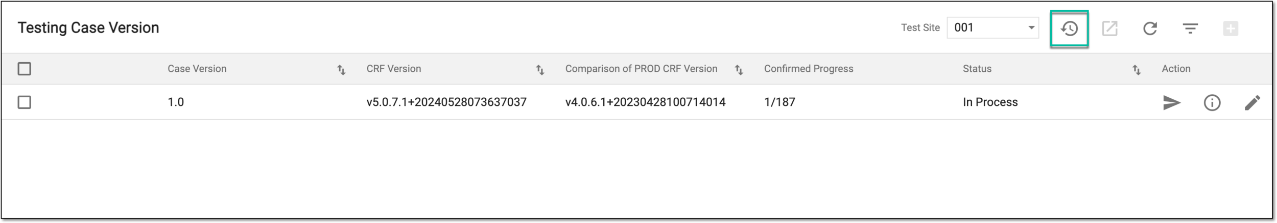 Accessing test case export history