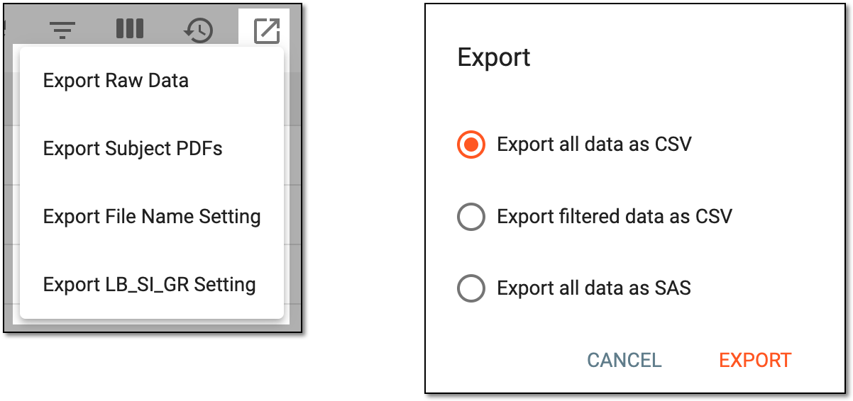 Exporting options