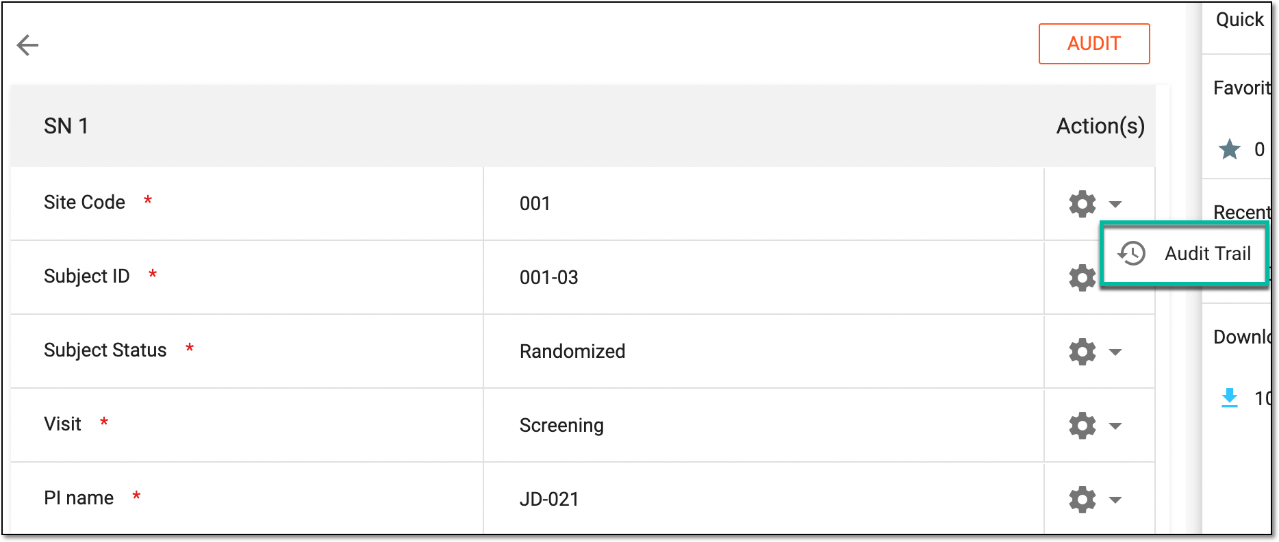 Accessing audit trail of potential PD record item