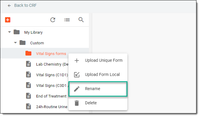 Selecting option to rename folder