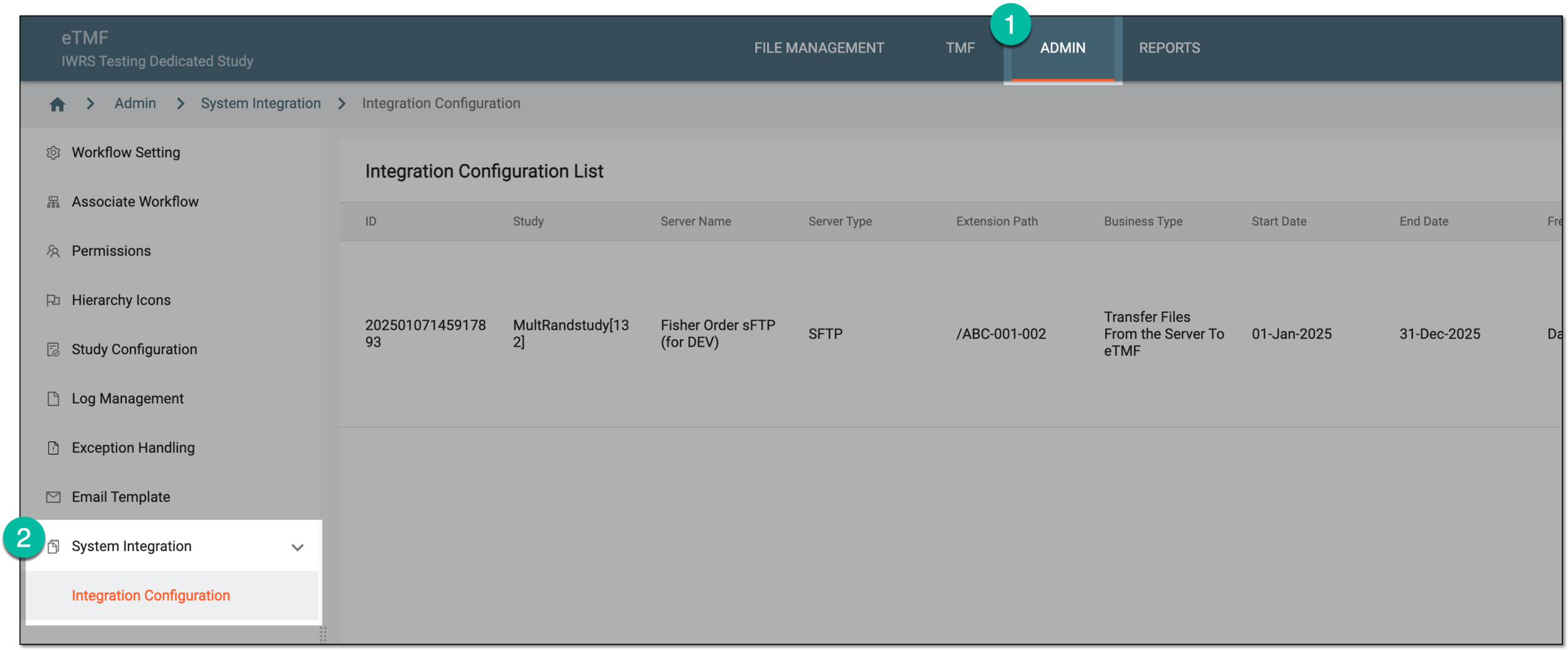 Accessing integration configuration