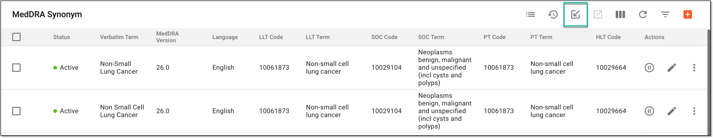 Selecting option to import MedDRA synonyms