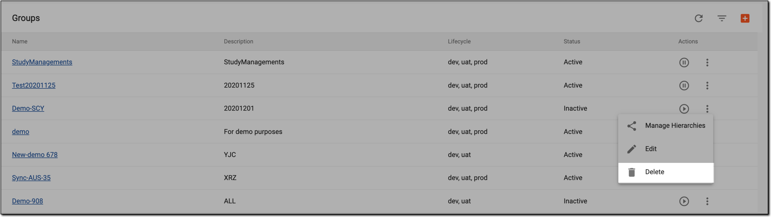 Deleting user group