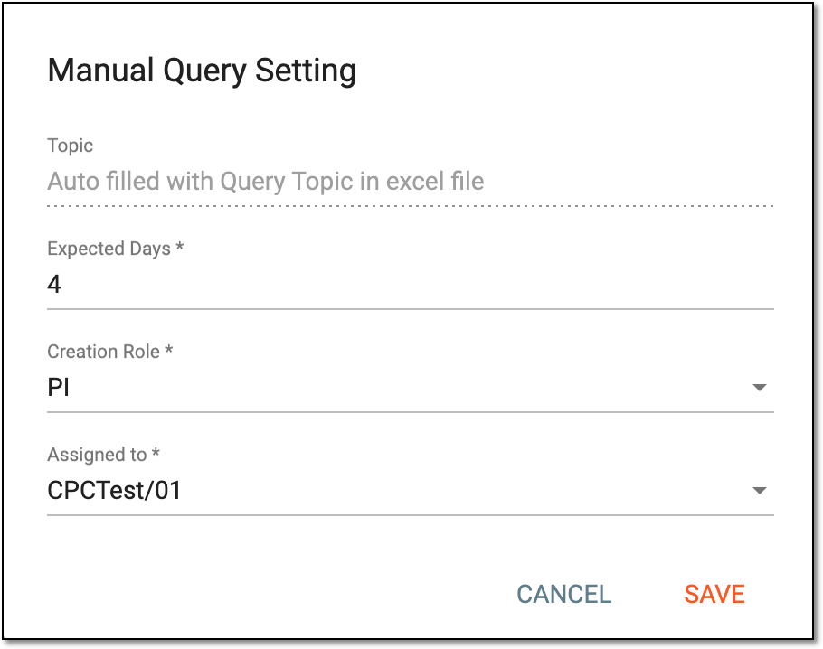 Configuring manual query setting