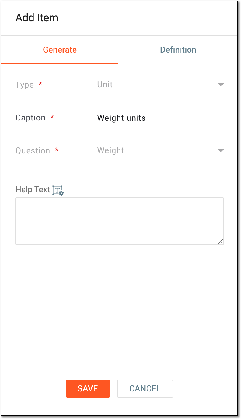 Adding unit item