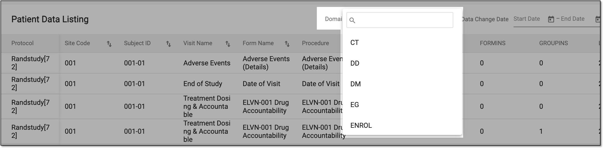 Selecting domain
