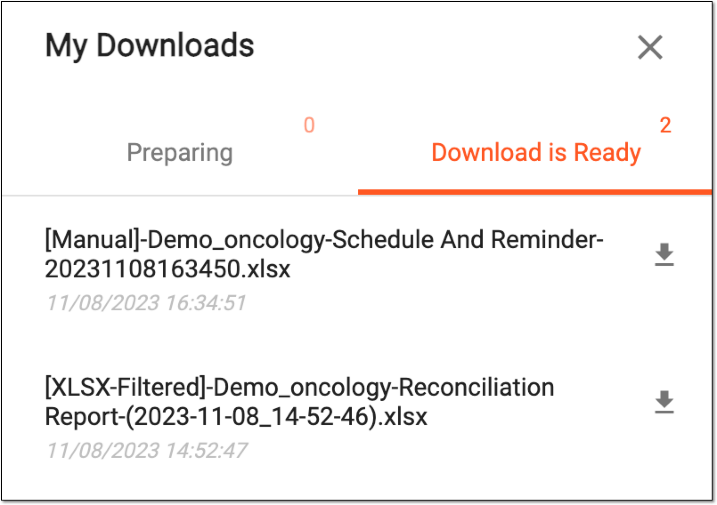 Viewing downloads
