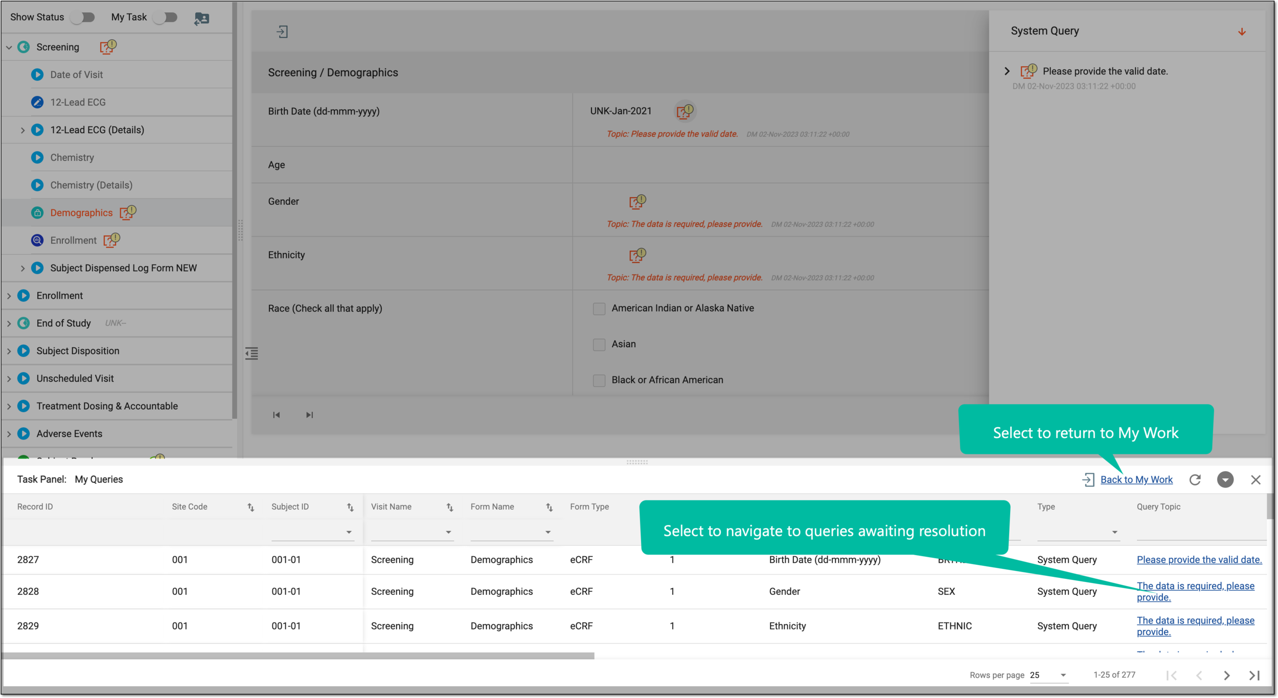 Using task panel