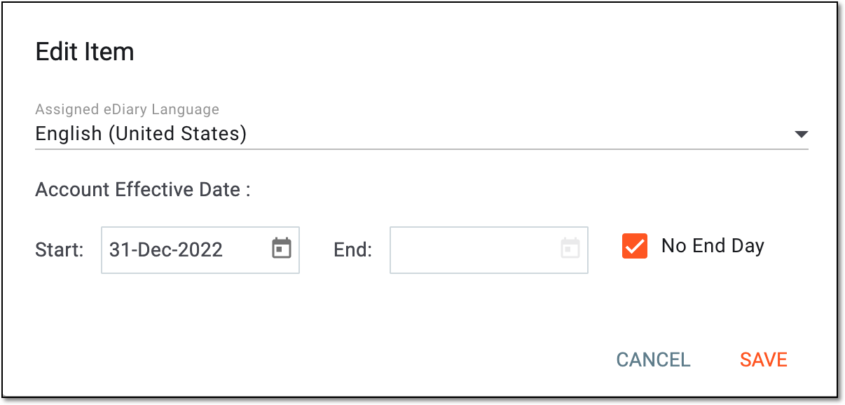 Updating eDiary account details