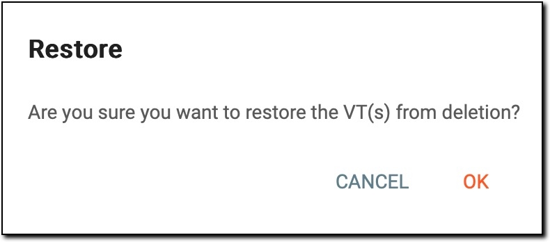 Confirming VTs restoration