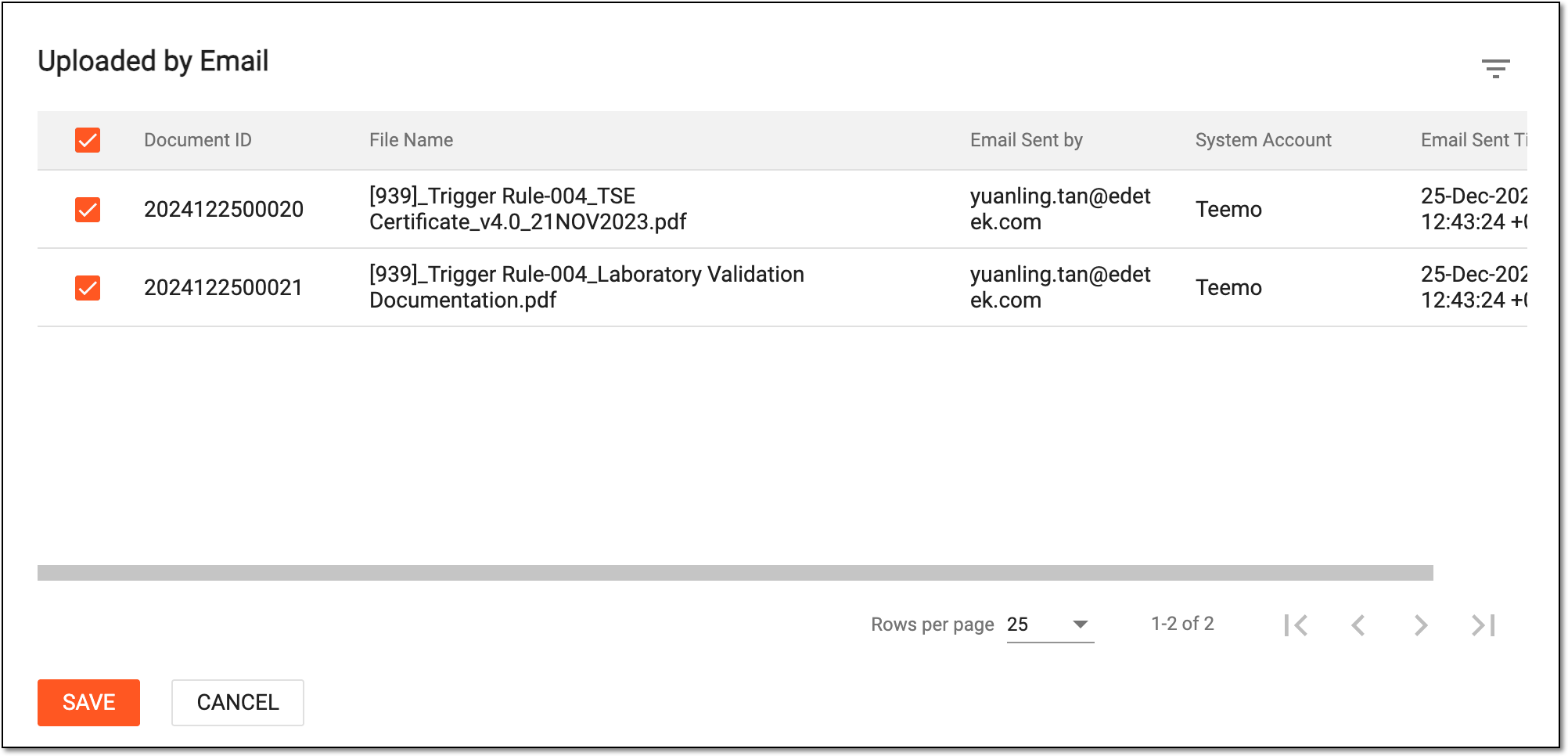 Selecting unreviewed files to upload