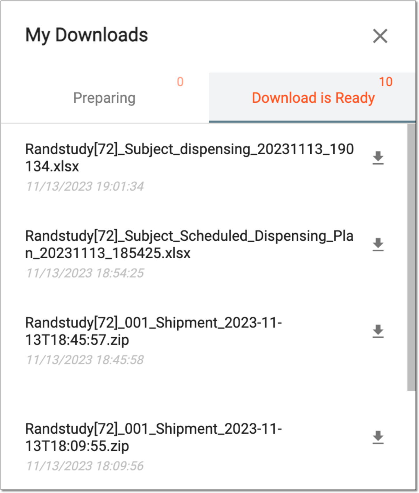 Viewing downloads