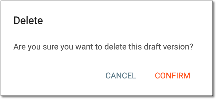 Confirming draft version deletion