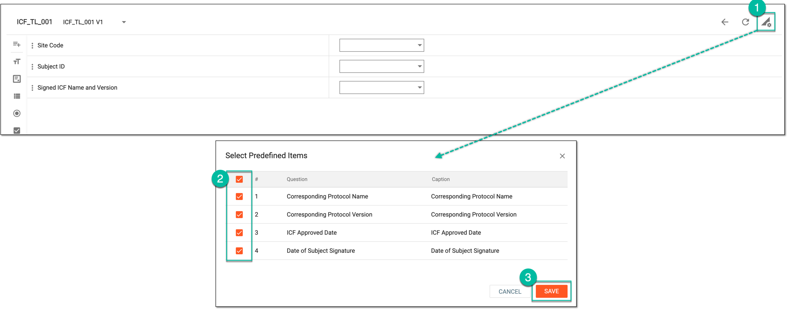 Adding predefined questions