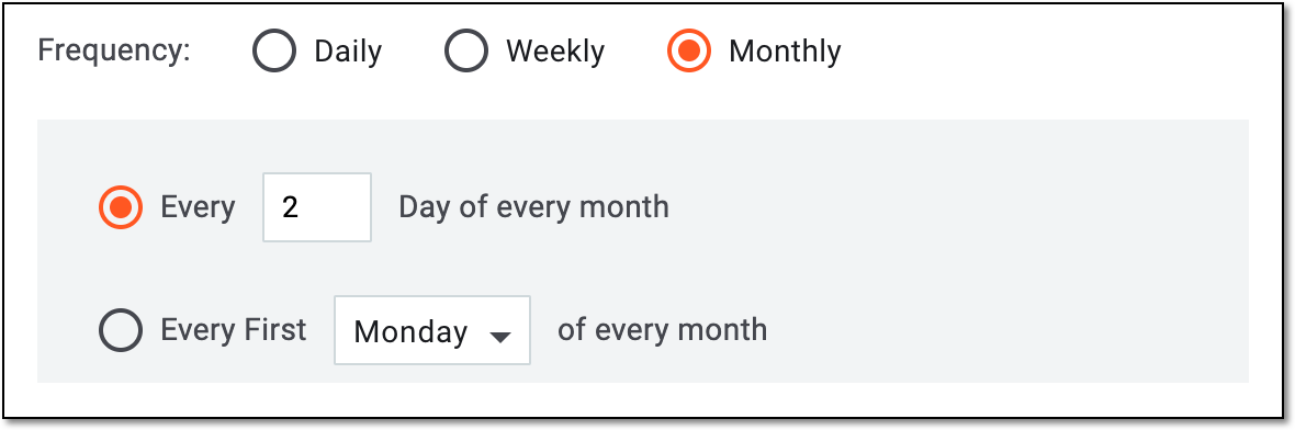 Monthly report extraction schedule