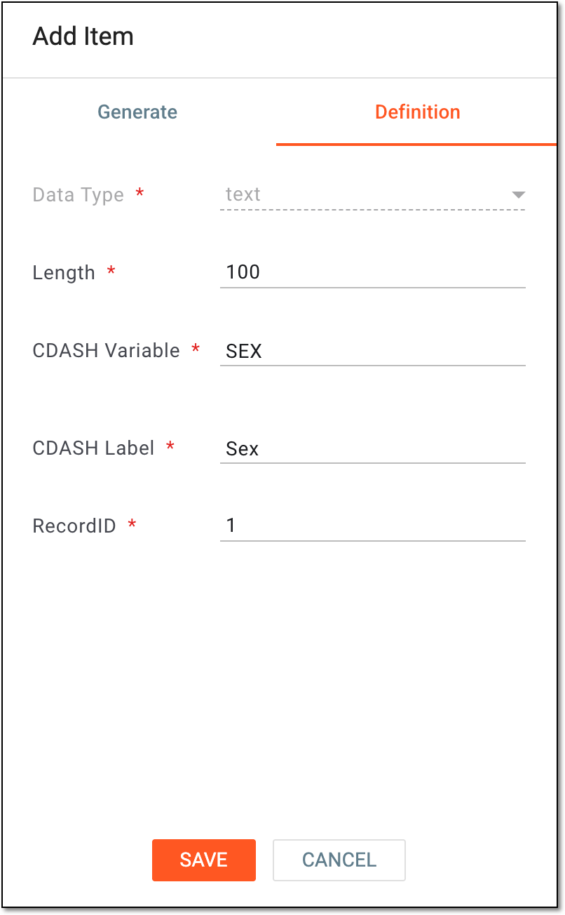 Specifying variable definition for listbox item