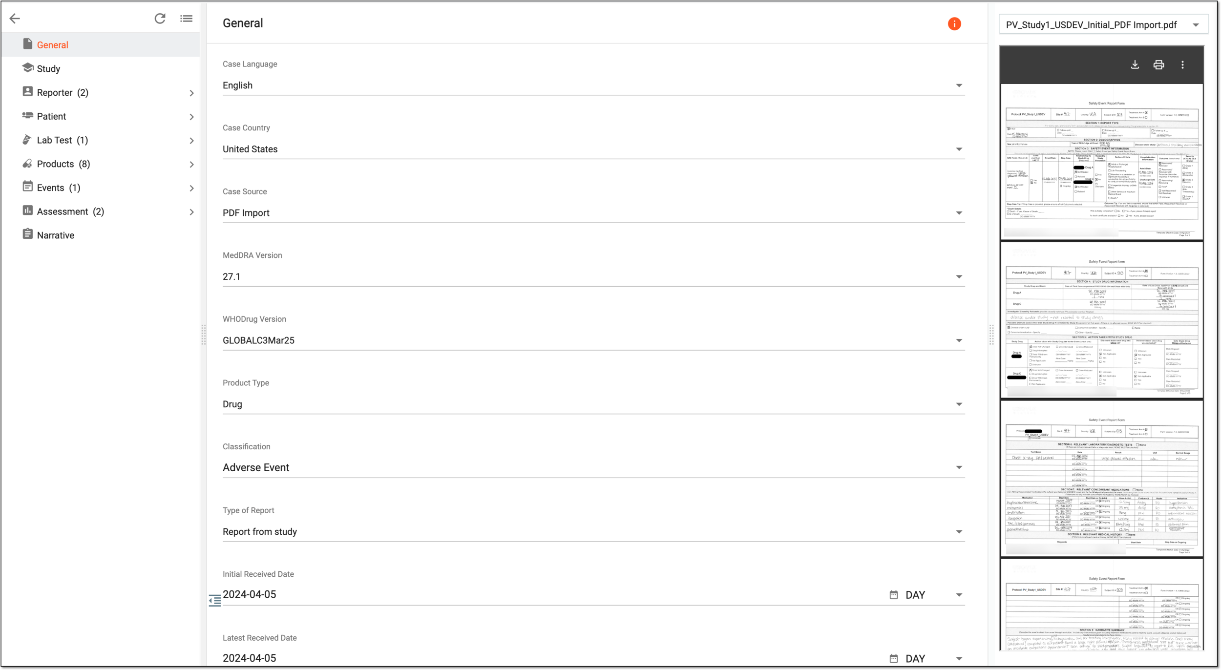 Viewing extracted safety data