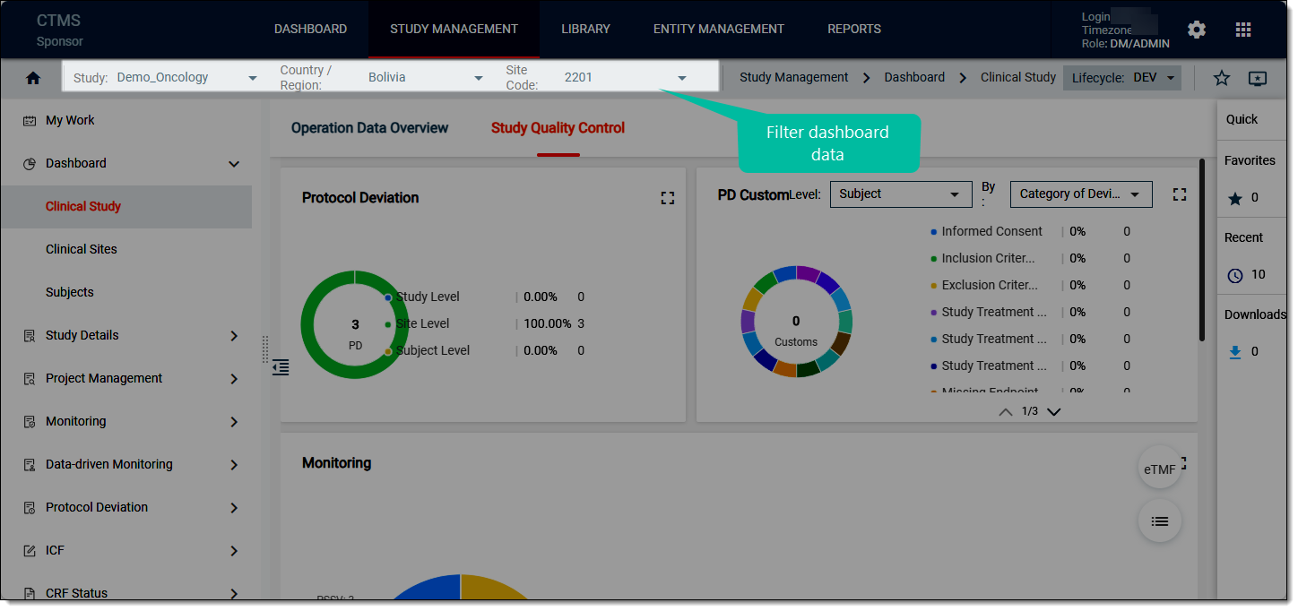 Filtering dashboard data