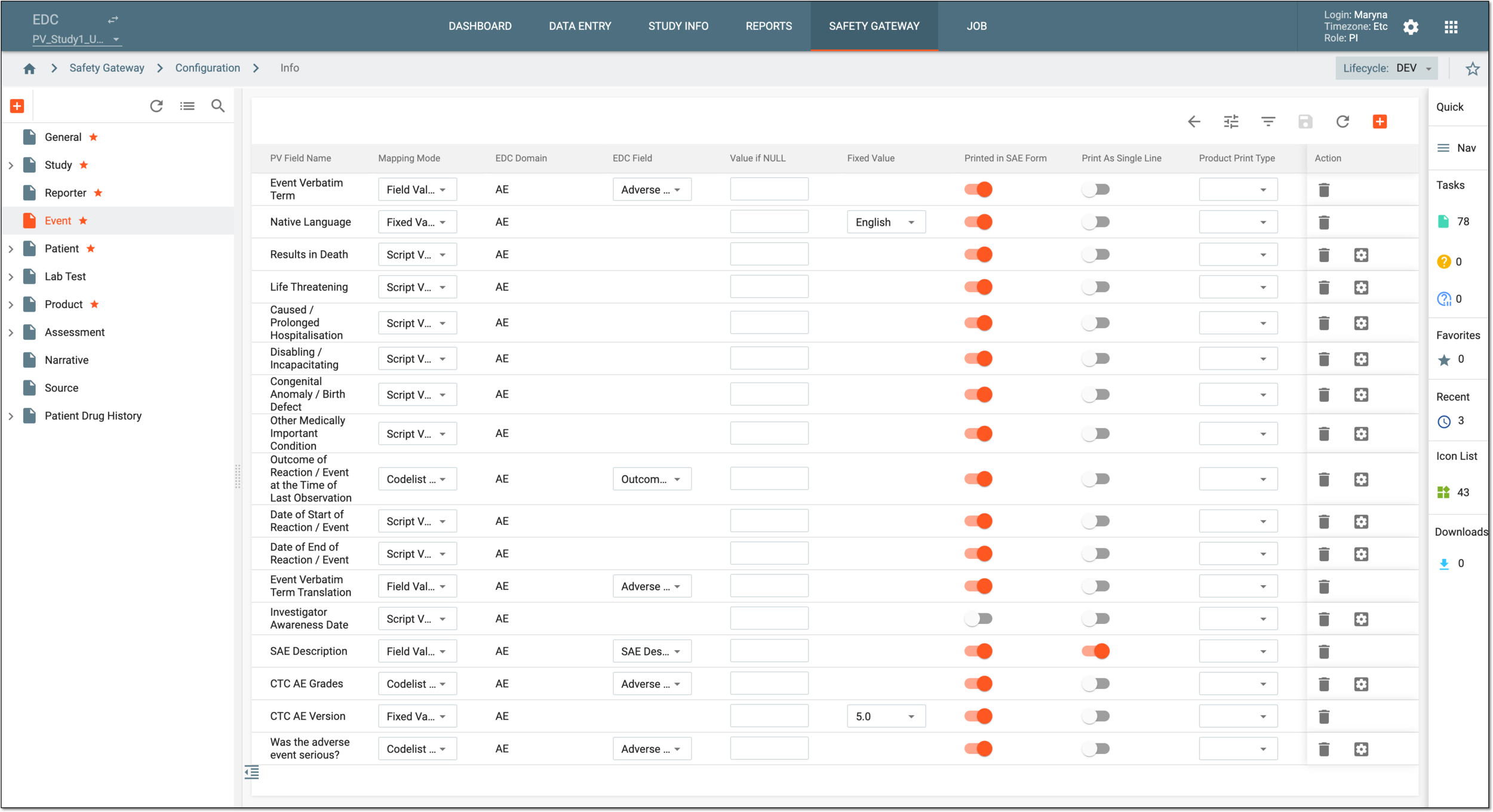 Configuring Safety Gateway for data extraction