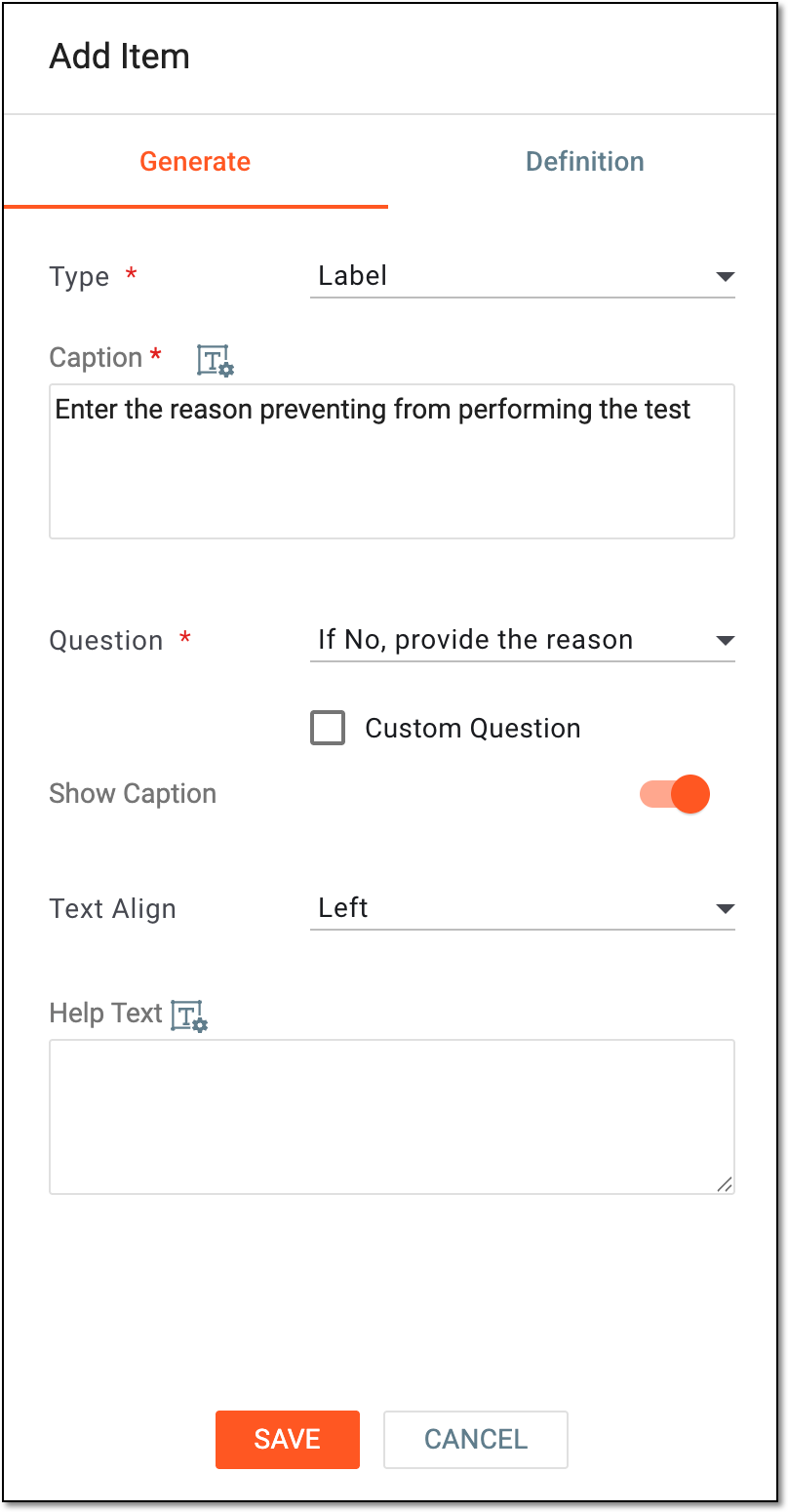 Adding label item