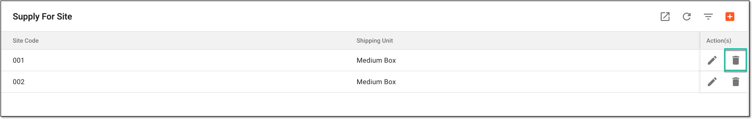 Deleting site supply relationship setting