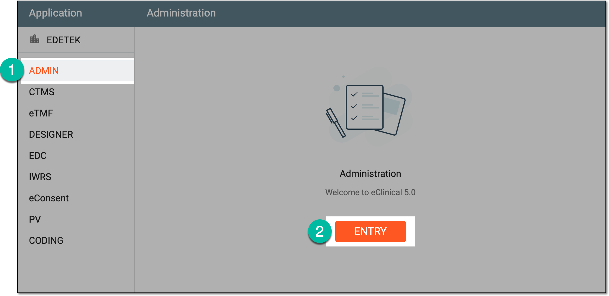 Accessing admin-level application