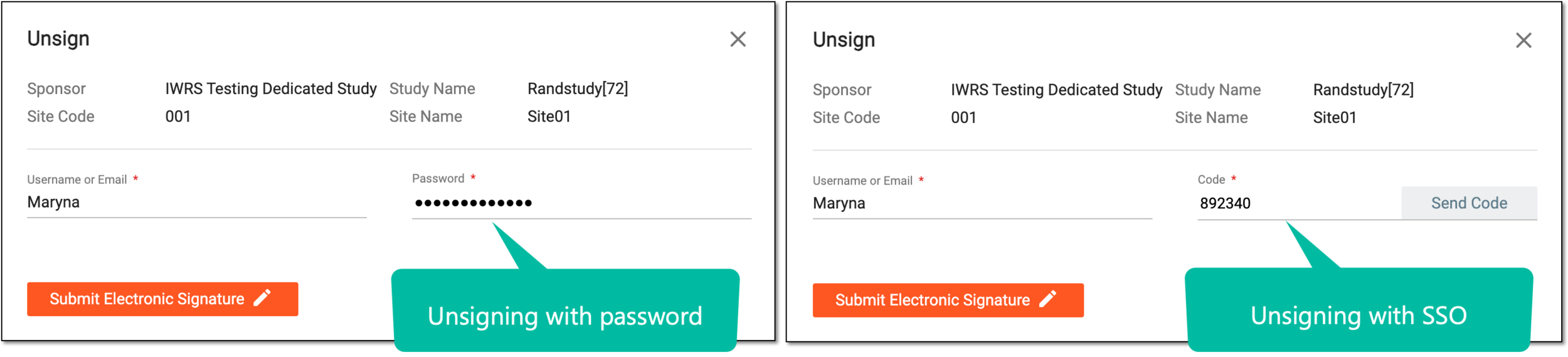 Providing credentials to retrieve signature