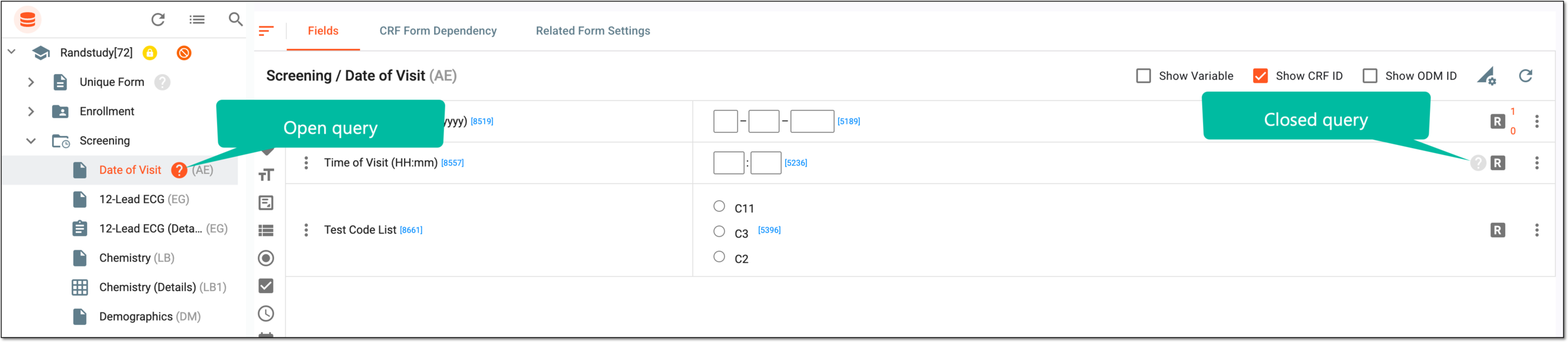Queries in Study Designer