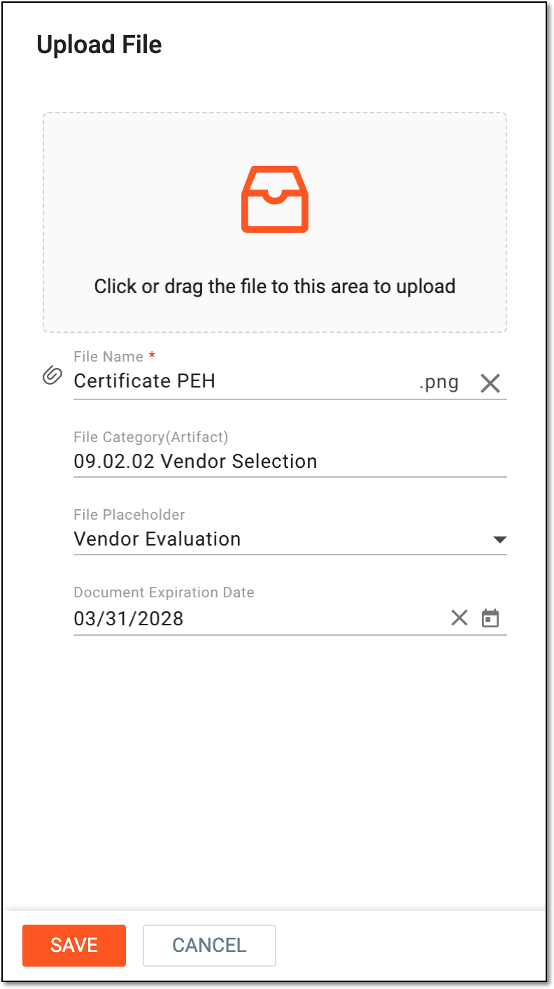 Uploading document for participating organization