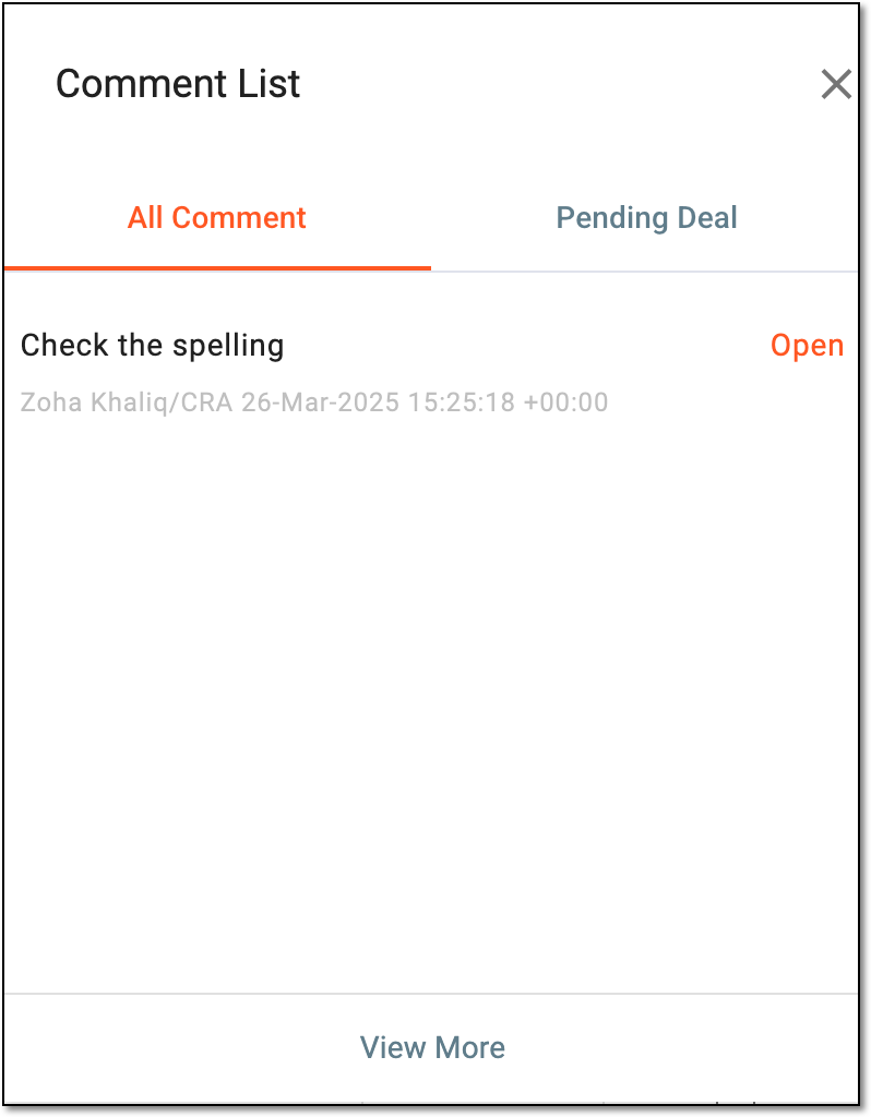 Selecting comment from list
