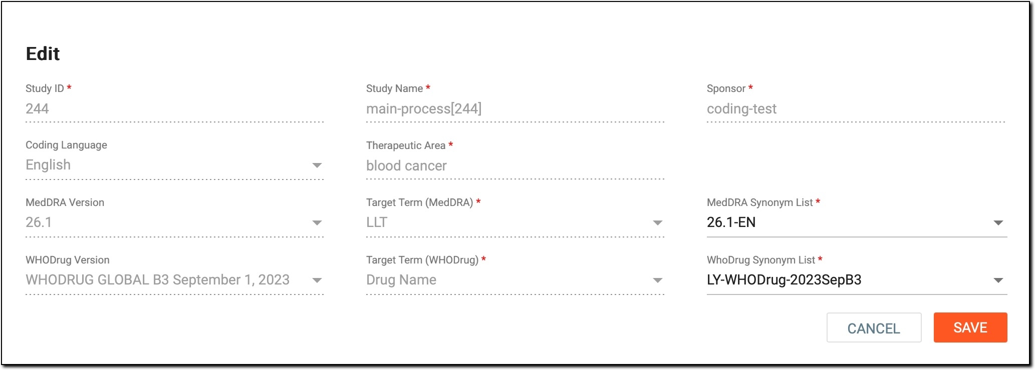 Updaing study configurations