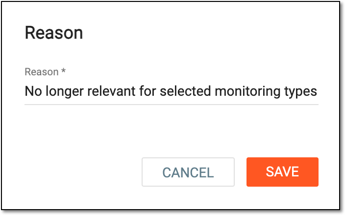 Providing reason for inactivation