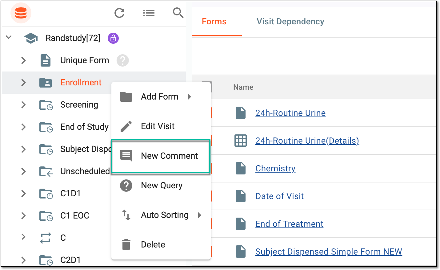 Adding comment to visit