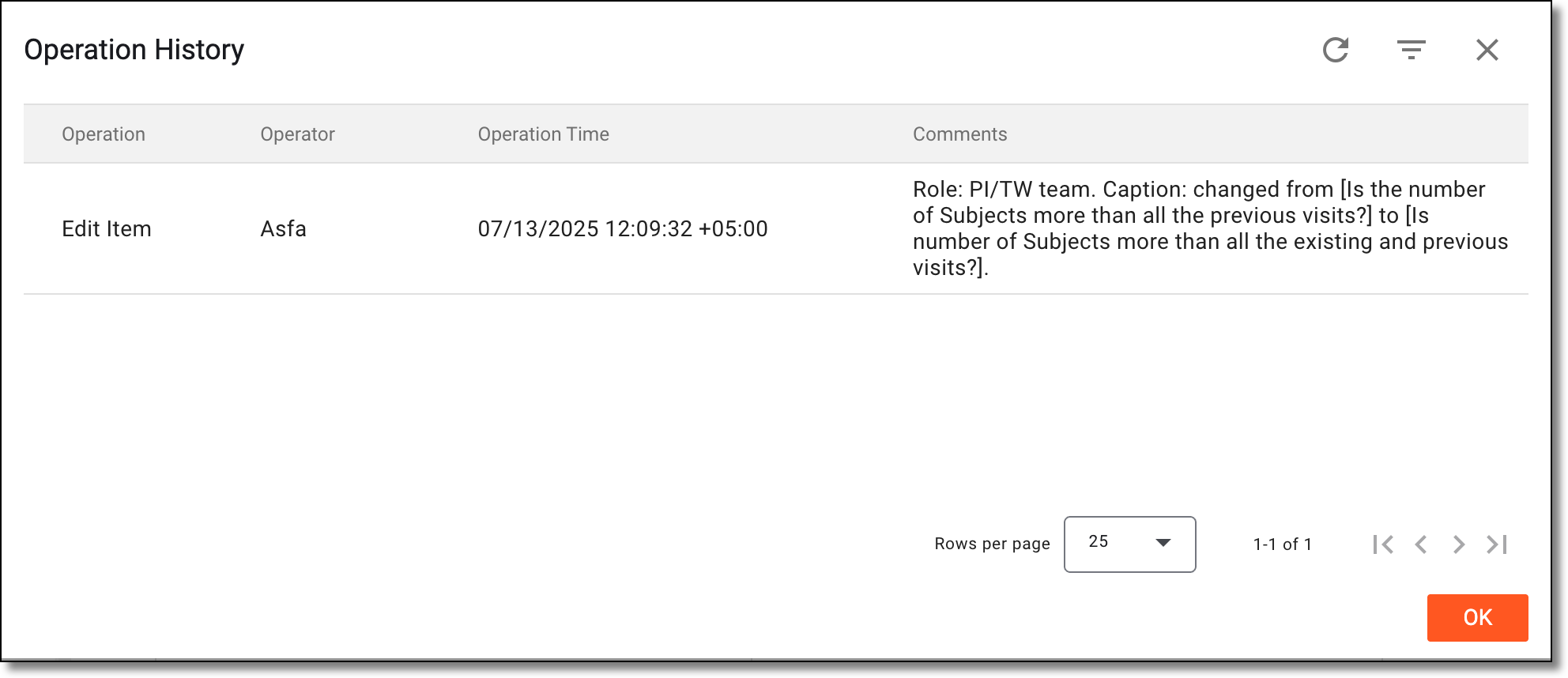 Analyzing operation history of grid form cell