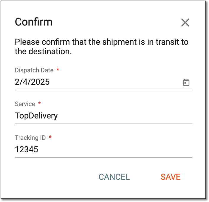 Confirming shipment in transit