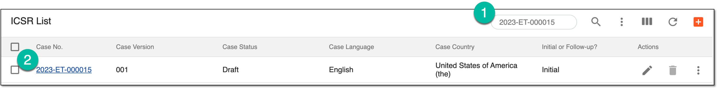 Applying simple search to find ICSR