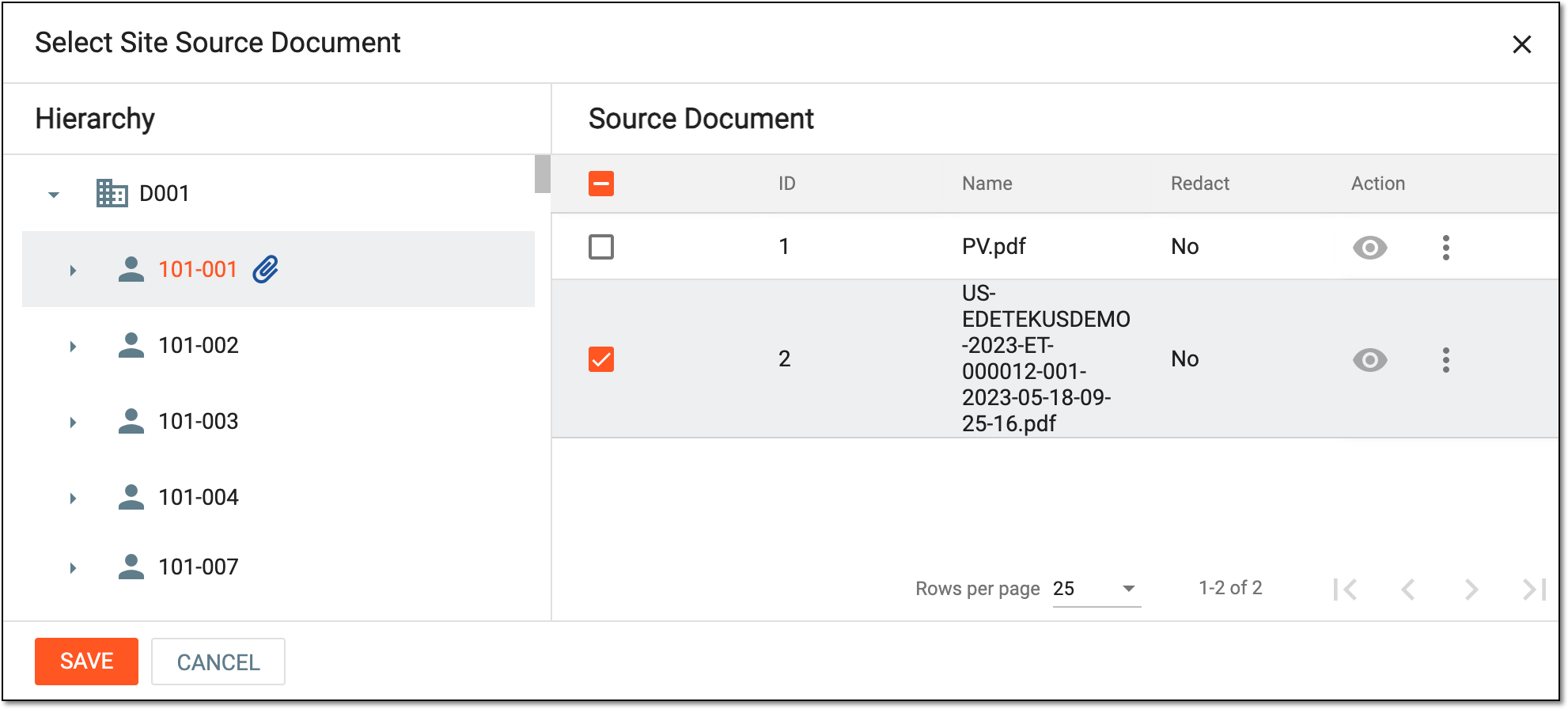 Selecting source document