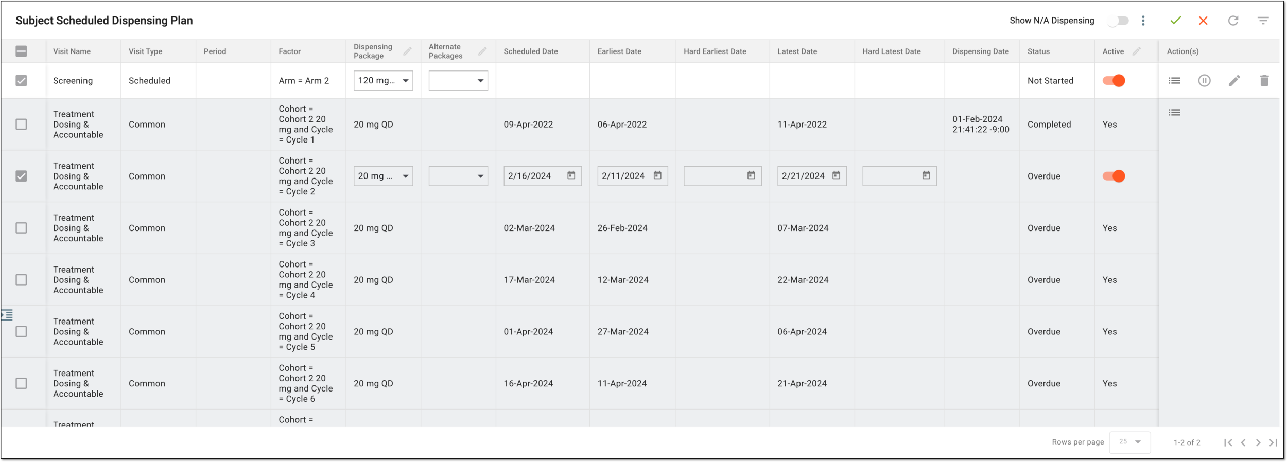 Setting up dispensing packages