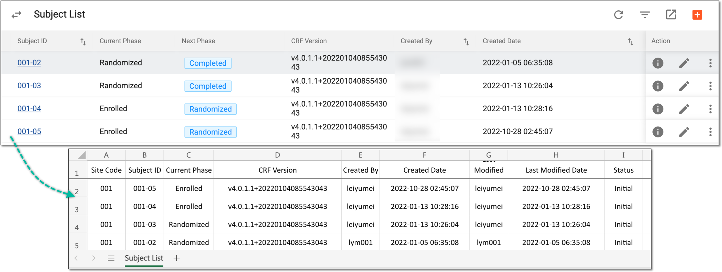 Subject data in EDC vs. subject data in XLSX