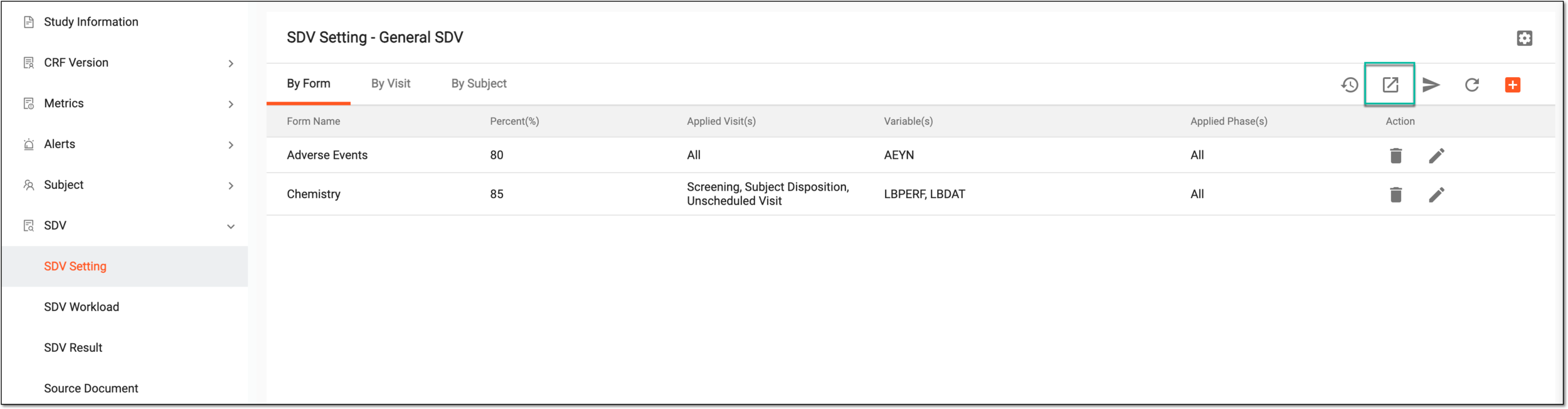 Exporting SDV setting