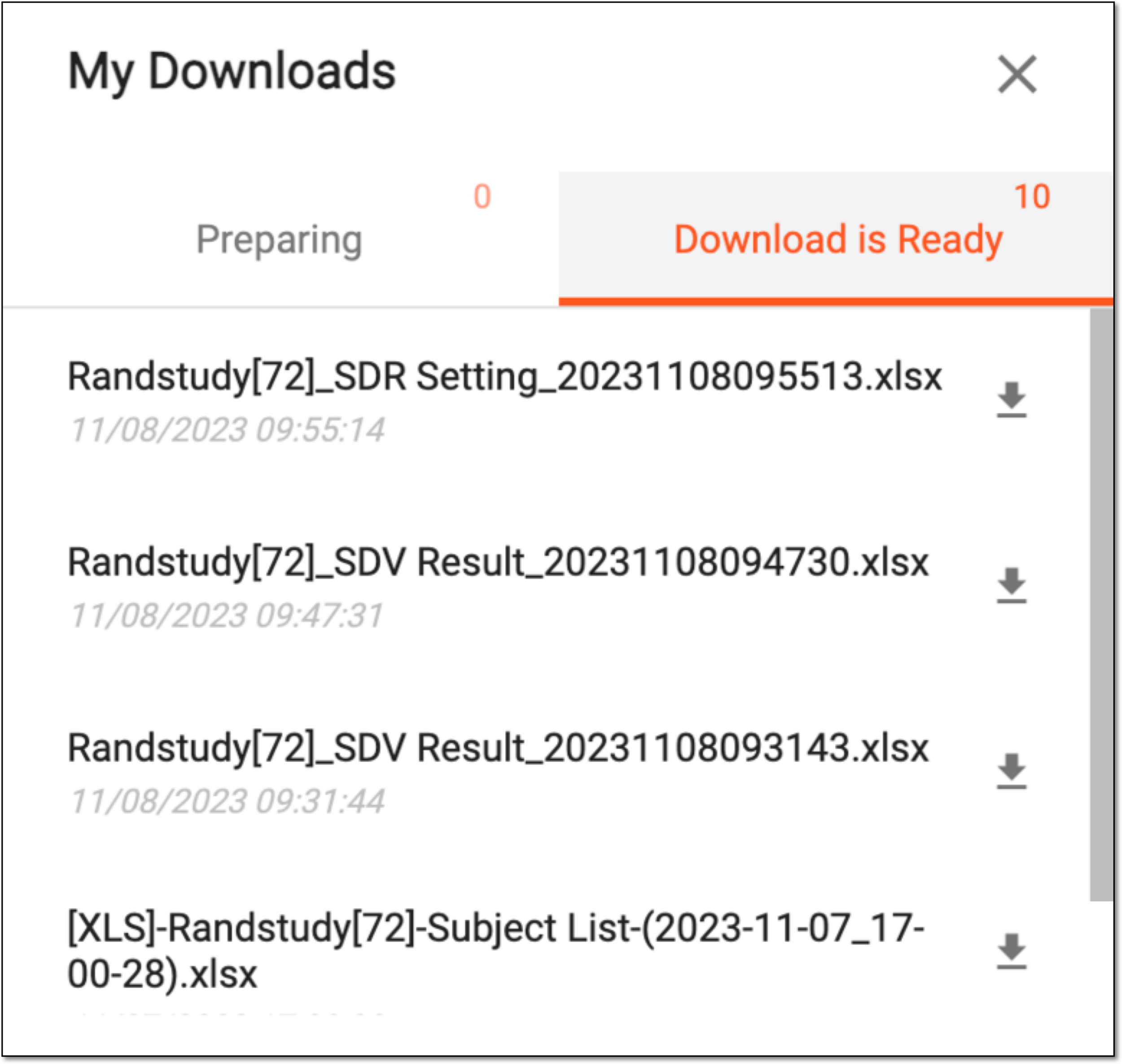 Viewing downloads